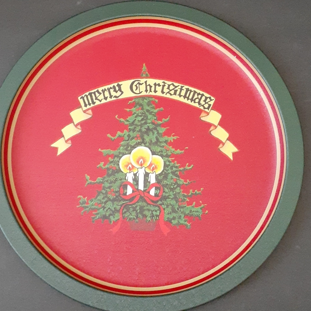 Vintage Christmas tin platter